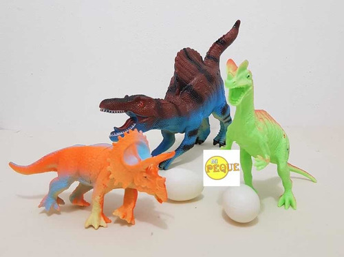 Set De Dinosaurios De Goma, Grandes, Sonidos Y Luz