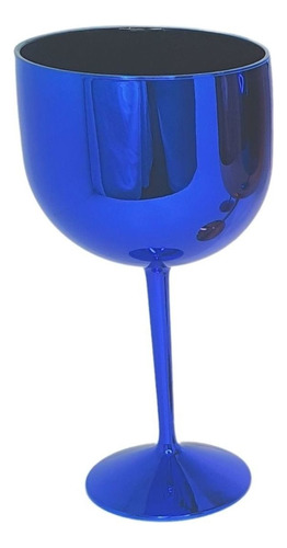 Taça De Gin Metalizada Acrílica 550ml Linha Premium - 20cm Cor Azul