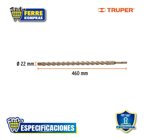 Broca Sds Plus 22 X 460 Mm, Truper 101210