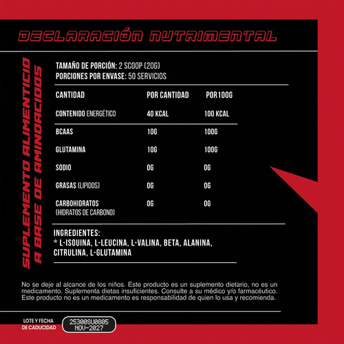 Aminoácidos Bcaas+glutamina 300suplements 1kg Varios Sabores Natural