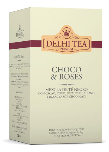 Imagen 1 de 1 de Choco & Roses X 20 Saq. Delhi Tea