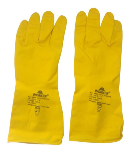 Luva De Segurança Worker Latex Sensitive G 9 Amarela