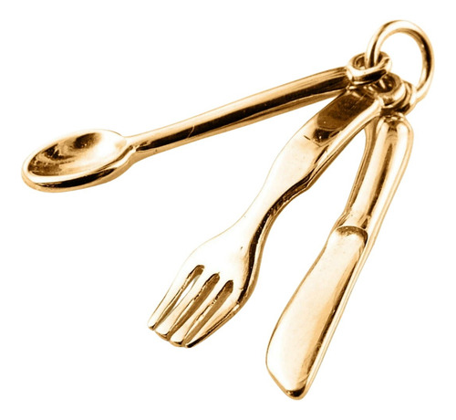 Pingente Prata 925 Dourado 18k - Culinária Garfo Colher Faca