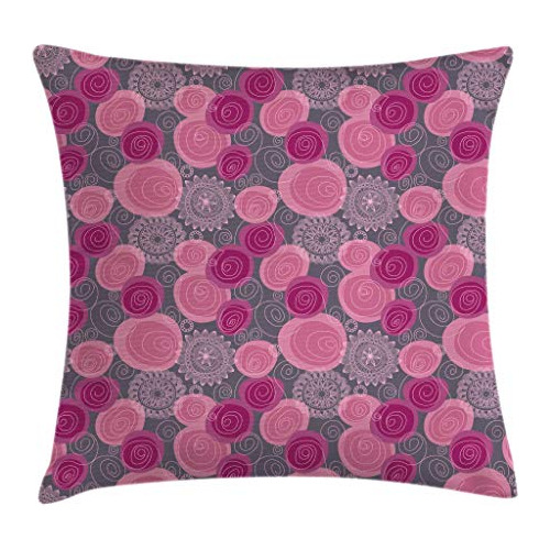 Funda De Almohada Cuadrada De Tiro Rosa Y Gris Cubierta...