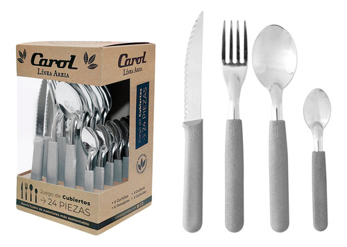 Set Cubiertos Carol X24 Tenedor Cuchillo Cuchara Cucharita 