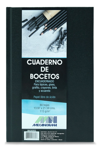 Cuaderno Para Bocetos Mecanorma, Pasta Dura 80 Hojas