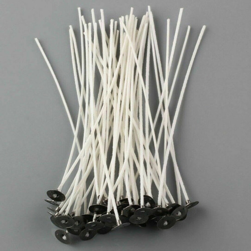 Imagen 2 de 9 de Pabilos Parafinados 15cm Con Chapita X25u Para Velas Velones