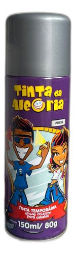 Tinta Spray Temporaria Infantil Cores Vibrante Para Carnaval Cor Prateado