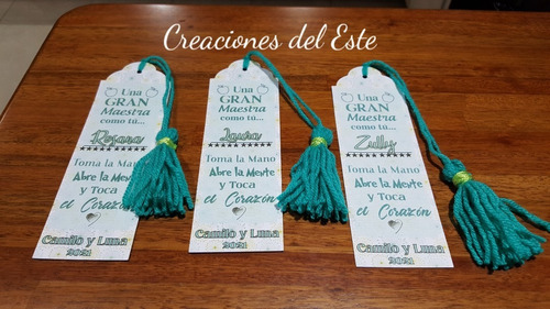 Imagen 3 de 7 de Marcalibros Personalizados Con Borla Decorativa X 3
