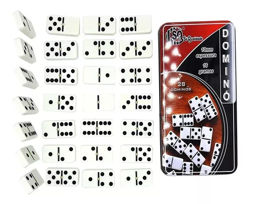 Jogo Domino Grosso Grande Profissional Com Pino Metal Branco