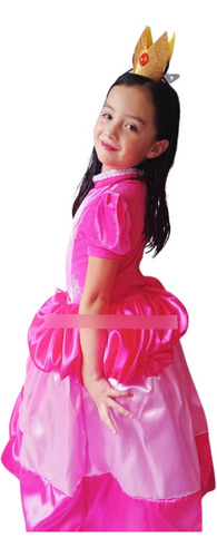 Imagen 2 de 4 de Disfraz Princesa Peach Rosado Marío Bros Disfraces Niñas
