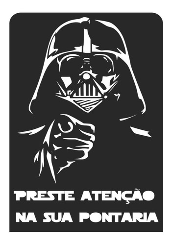 Placa Banheiro Star Wars Darth Vader Com Frase Mdf Preto Cod