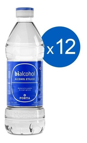 Alcohol Bialcohol Etilico 96% Porta 500ml Pack X12