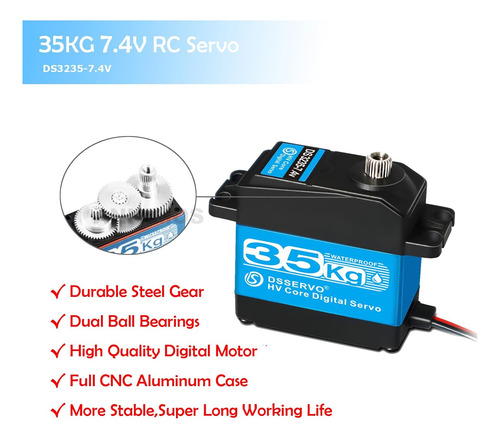 Paquete De 2 Rc Servo 35 Kg Servo De Dirección 7,4 V Motor D