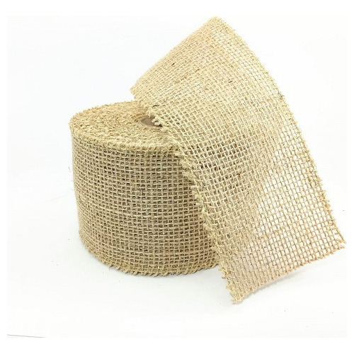 Rolo Fita De Juta Natural C/fios Dourado 8 Cm Peça Com 9,5m Cor Cáqui