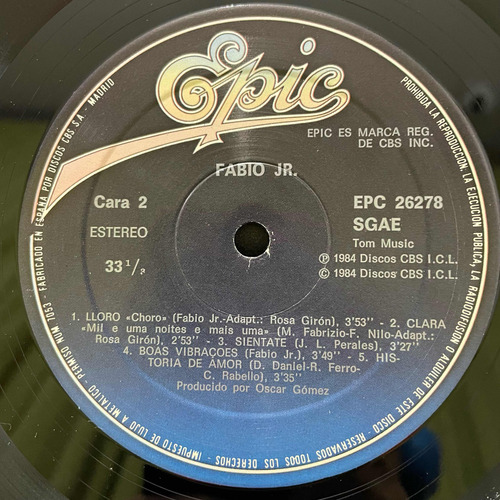 Disco Vinilo De Época Fabio Jr. (Usado)