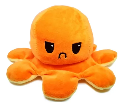 Pulpo Pulpito Reversible Feliz Enojado De Peluche Original