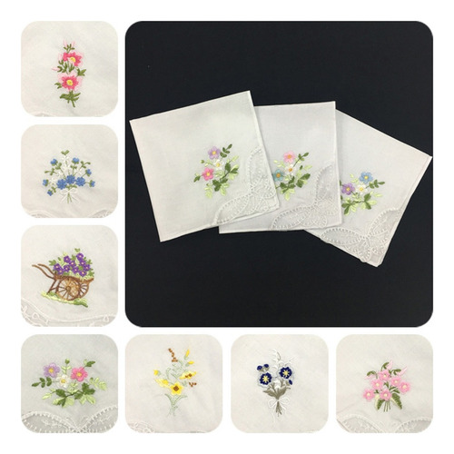B Pañuelos De Algodón De 12 Piezas Para Mujer, Estampado De