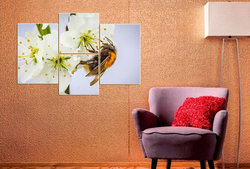 Cuadro 60x90cm Abeja Colores Flores Insecto Miel M4