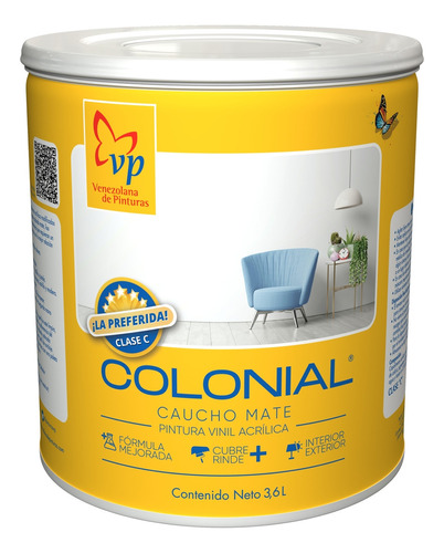 Pintura Caucho Mate Colonial Blanco Intenso Galón Vp