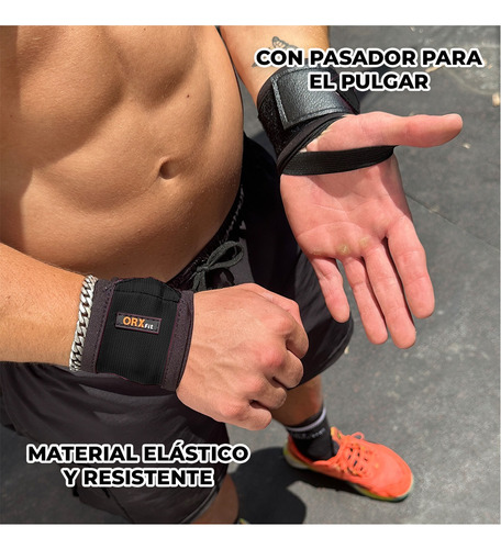 Par Muñequeras Deportivas Elásticas Orxfit Crossfit Negro