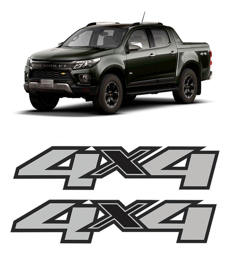 Par Adesivo Emblema 4x4 Chevrolet S10 2020 2021 2022 2023