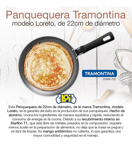 Panquequera Tramontina Loreto 22cm Revest Starflon T1 Loi