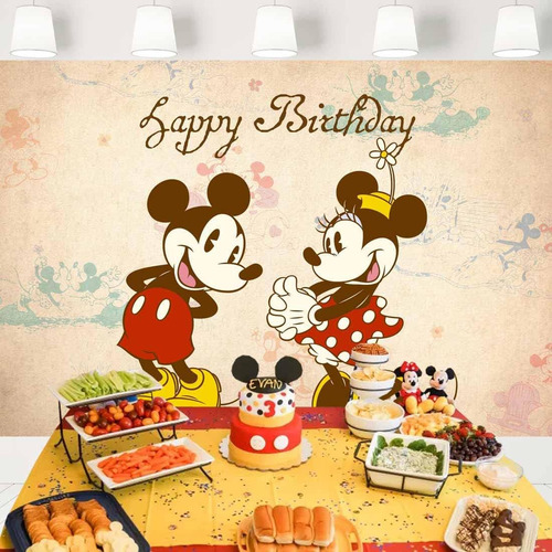 Telón De Fondo Vintage De Mickey Y Minnie Para Niños Y Niñas