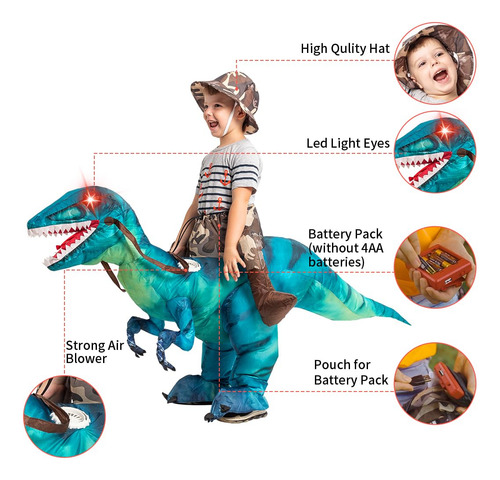 Envío Gratis Disfraz Inflable De Dinosaurio Goosh T Rex For