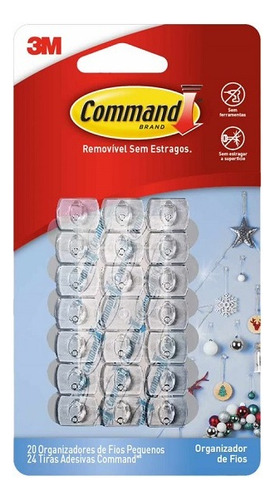 Kit 12 Organizador De Fios Pequenos Command 20 Unidades 3m