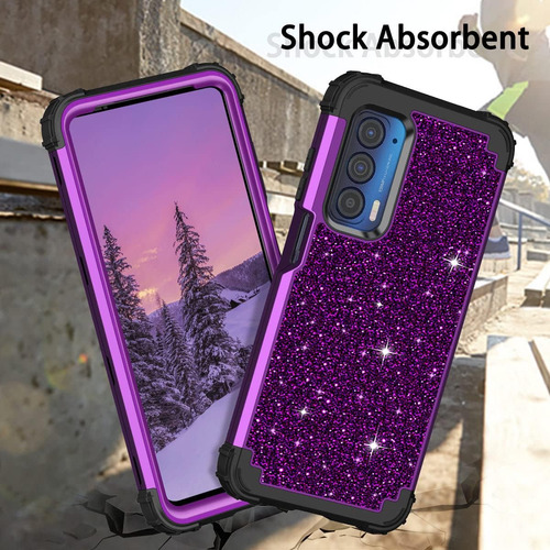 Lontect Moto Edge Uw Glitter Case - Hybrid De Servicio Pesad
