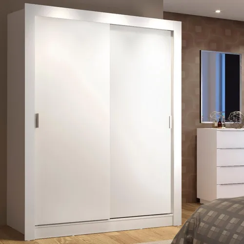 Guarda Roupa Solteiro Denver Madesa 2 Portas Correr Branco 109409