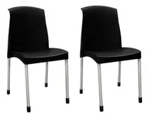 Comprar Silla Plastica Reforzada Apilable Galana Malba Pack 2 Color Negro