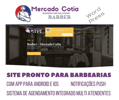 Site Barbearia Com App Notificação Push E Agendamento Online