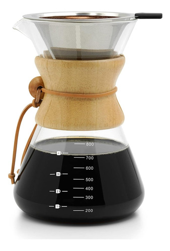 800ml Cafetera De Vidrio Reutilizable,juego De Cafetera Pour