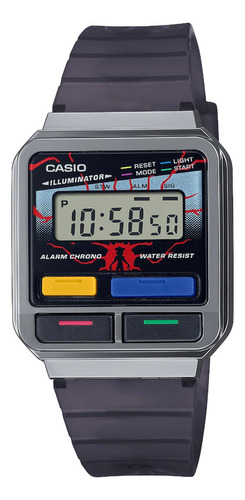 Reloj Casio A-120west Stranger Things Serie Limitada Unixes Color de la malla Gris oscuro transparente