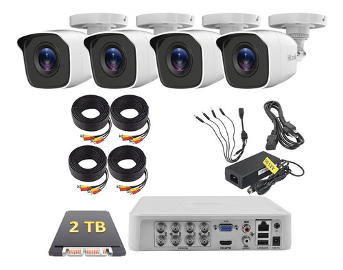 Kit Circuito Cerrado 4 Camaras Hikvision 1080p Dvr 8 2 Tb