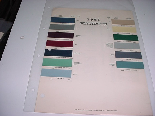 Folder Plymouth 51 1951 Catalogo Cores Original