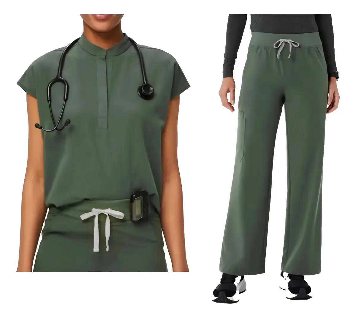 Ambo Médico Premium Pulso para Mujer – Chaqueta y Pantalón con Spandex, Verde Oscuro, Talle XS