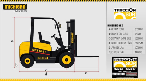 Autoelevador Michigan 25-45tii 2.5tn 4.5mts Diesel Nuevo