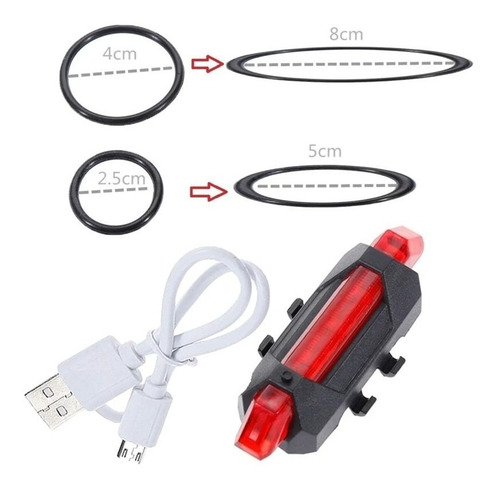 Imagen 4 de 9 de Luz Para Bicicleta Led Recargable Usb Delantera Trasera 15lm