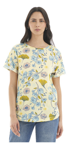 Polera Mujer Haka Honu Flora Amarillo