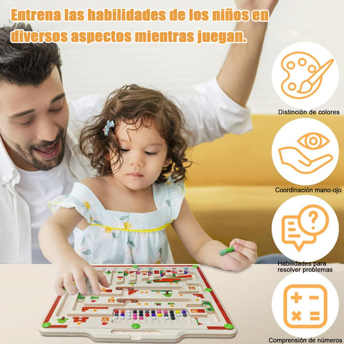 Educativo Juguete Laberinto juego Magnético Abigale Montessori 2 En 1 Con Tablero De Dibujo Y 8 Pinceles