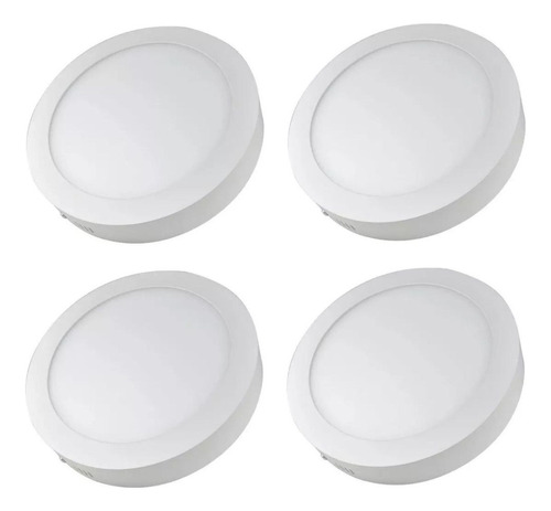 Lampara Sobreponer Blanca Panel Led 12w Luz Blanca 4 Pzs