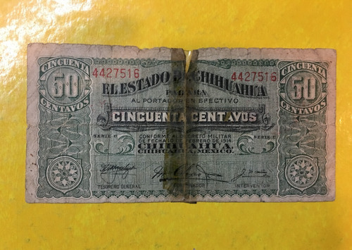 México Estado De Chihuahua 50 Centavos, Billete, Bl143