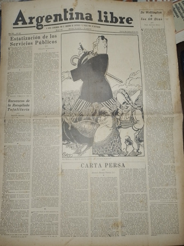 Antiguo Diario * Argentina Libre * Del 21 De Nov. De 1946 (Usado)