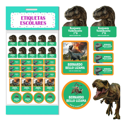 Etiquetas Escolares Personalizadas Jurassic Park Ropa Utiles