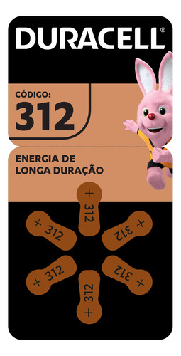 Pilha Auditiva Nº 312 Duracell Com 6 Unidades