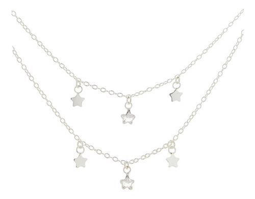 Collar Estrellas Cadena Doble Plata 925 Cubic Regalo 