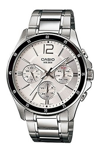 Reloj Casio Mtp-1374d Multifuncion Wr 50m Acero Cristal